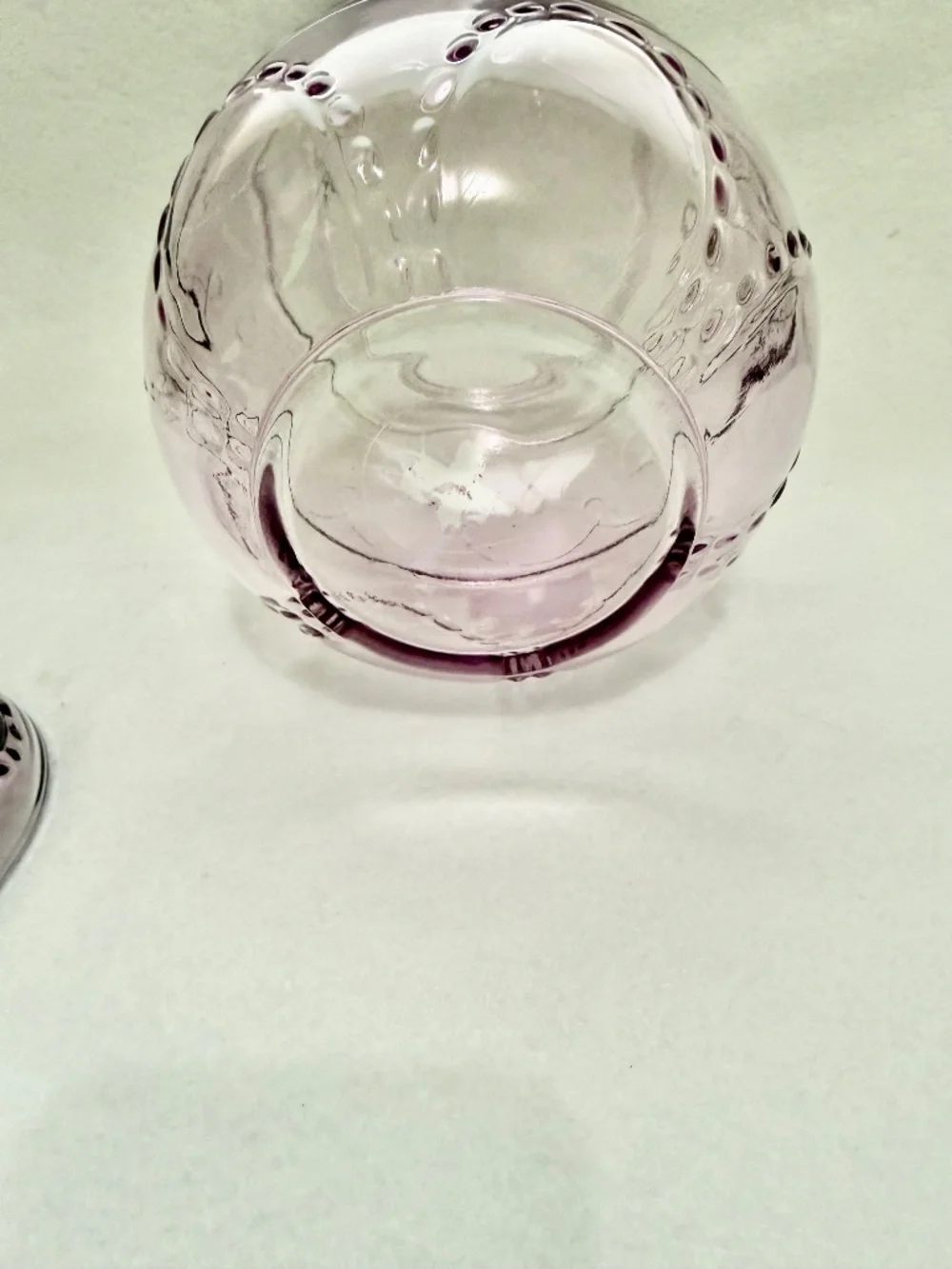 Vintage Anchor Hocking Lavender Embossed Glass Easter Egg Cookie or Candy Jar